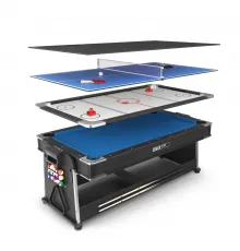 Игровой стол UNIX Line Трансформер 4 в 1 (204х112 cм) Black